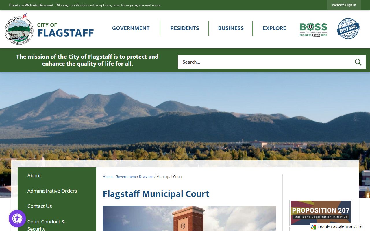 Flagstaff Municipal Court website for criminal records access