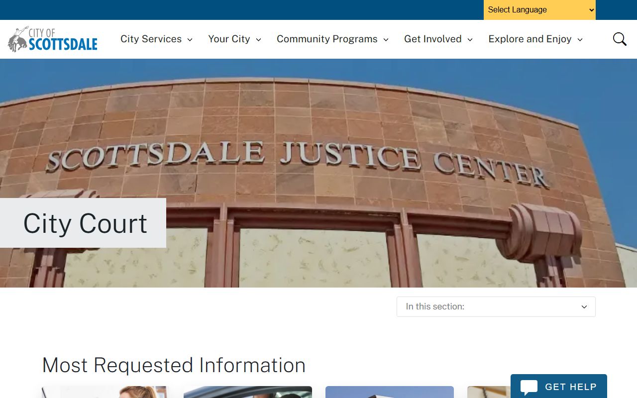 Scottsdale City Court website for criminal records access