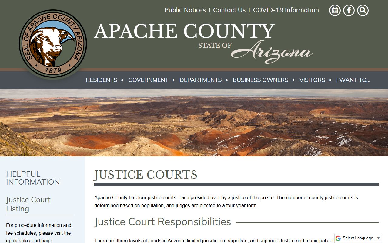 Apache County Justice Courts information for misdemeanor records