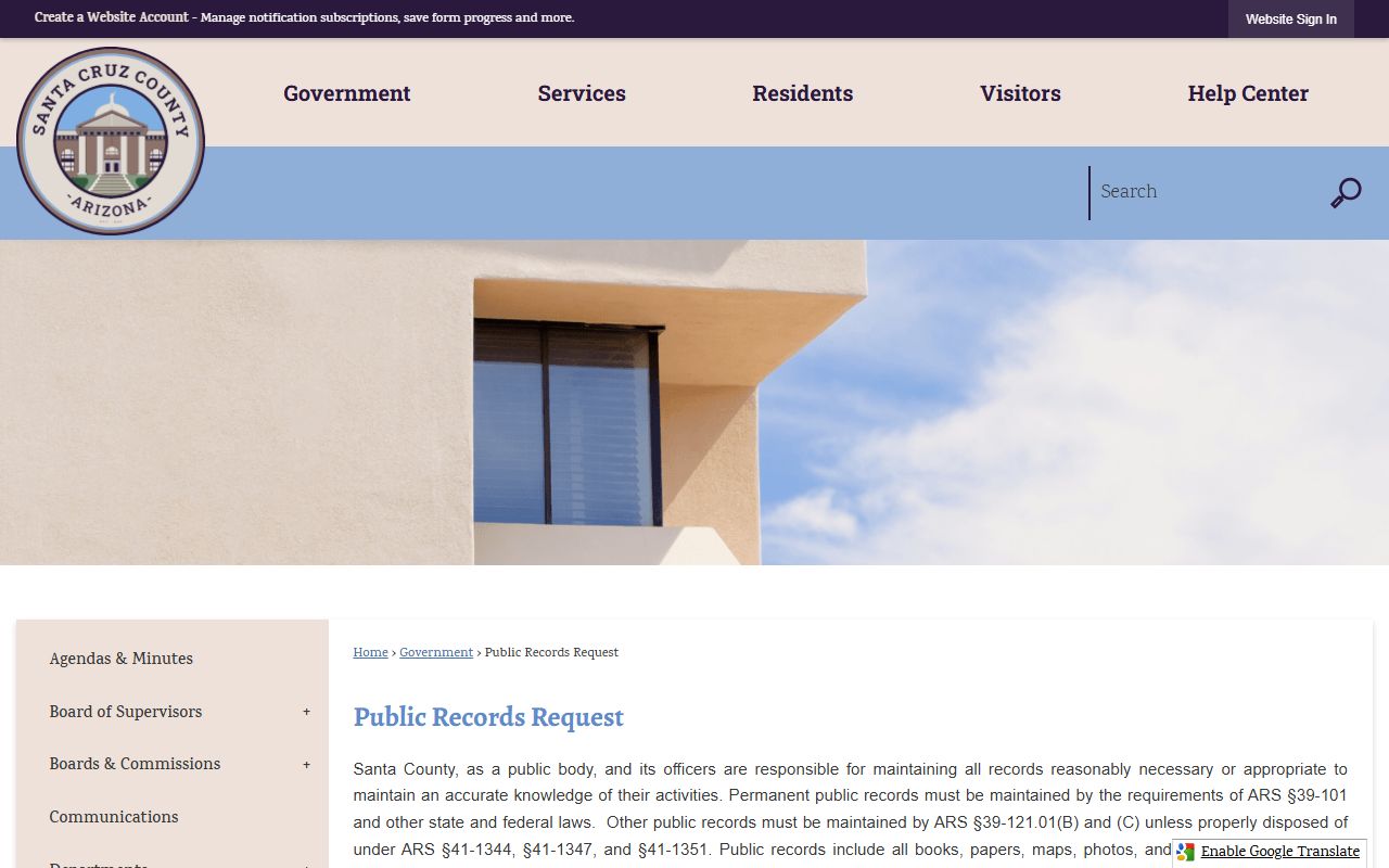 Santa Cruz County public records request information and procedures